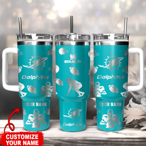 miami dolphins nfl custom stanley quencher 40oz stainless steel tumbler with handle 7vvmq