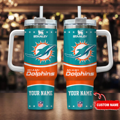 miami dolphins nfl custom stanley quencher 40oz stainless steel tumbler with handle 84rkb