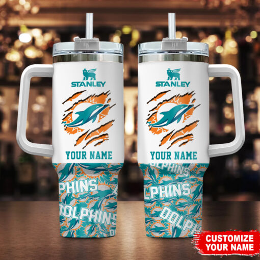 miami dolphins nfl custom stanley quencher 40oz stainless steel tumbler with handle awg25