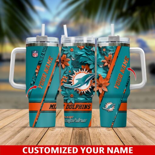 miami dolphins nfl custom stanley quencher 40oz stainless steel tumbler with handle c2nmj