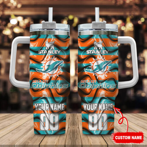 miami dolphins nfl custom stanley quencher 40oz stainless steel tumbler with handle ca1hq