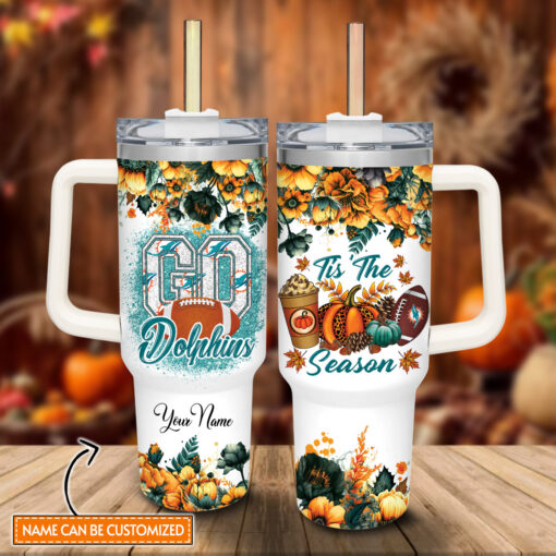 miami dolphins nfl custom stanley quencher 40oz stainless steel tumbler with handle gglbs