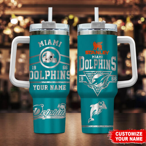 miami dolphins nfl custom stanley quencher 40oz stainless steel tumbler with handle hlphc