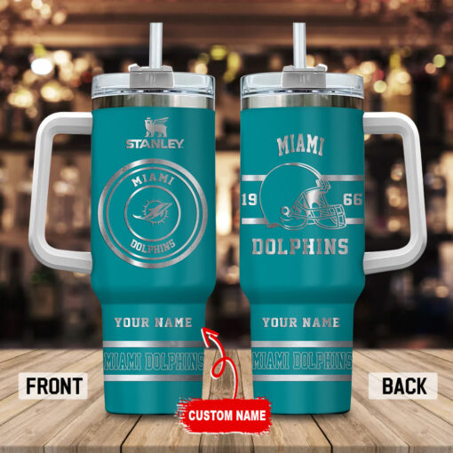 miami dolphins nfl custom stanley quencher 40oz stainless steel tumbler with handle jwtql