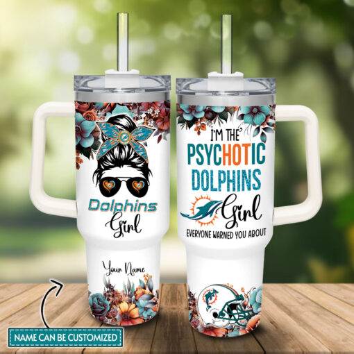 miami dolphins nfl custom stanley quencher 40oz stainless steel tumbler with handle moy1c