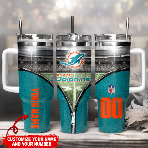 miami dolphins nfl custom stanley quencher 40oz stainless steel tumbler with handle p1vgo