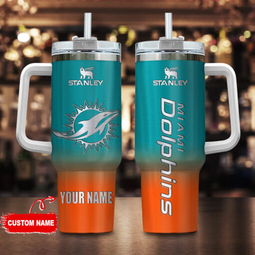 miami dolphins nfl custom stanley quencher 40oz stainless steel tumbler with handle s8w91