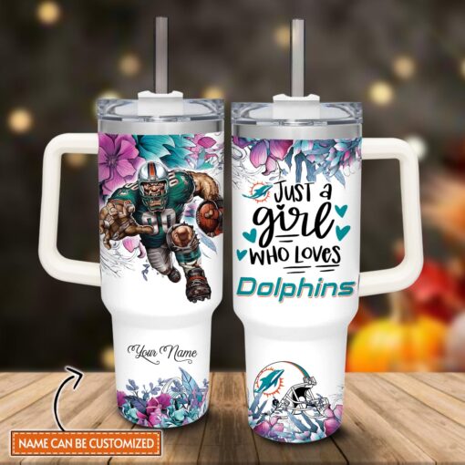 miami dolphins nfl custom stanley quencher 40oz stainless steel tumbler with handle y6nmq