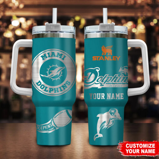 miami dolphins nfl custom stanley quencher 40oz stainless steel tumbler with handle zmsw0