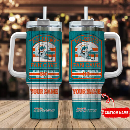 miami dolphins nfl fan cave custom stanley quencher 40oz stainless steel tumbler with handle 70pj0