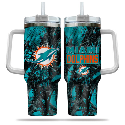 miami dolphins nfl hunting custom stanley quencher 40oz stainless steel tumbler with handle wzqae