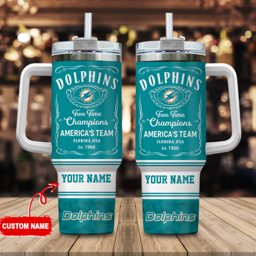 miami dolphins nfl jack daniels custom stanley quencher 40oz stainless steel tumbler with handle apuly