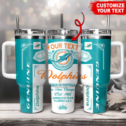 miami dolphins nfl kings of football custom stanley quencher 40oz stainless steel tumbler with handle olcbu