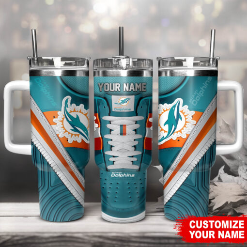 miami dolphins nfl sneaker custom stanley quencher 40oz stainless steel tumbler with handle dck6d