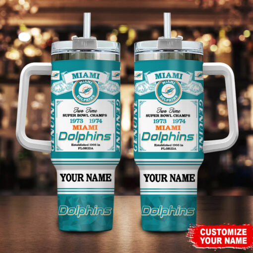 miami dolphins nfl super bowl champs pride custom stanley quencher 40oz stainless steel tumbler with handle nu021