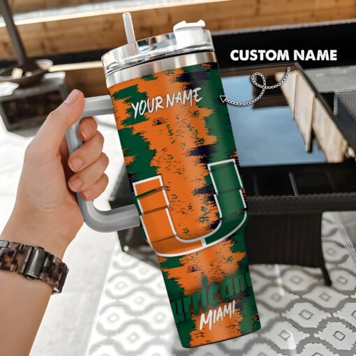 miami hurricanes ncaa custom stanley quencher 40oz stainless steel tumbler with handle tato1