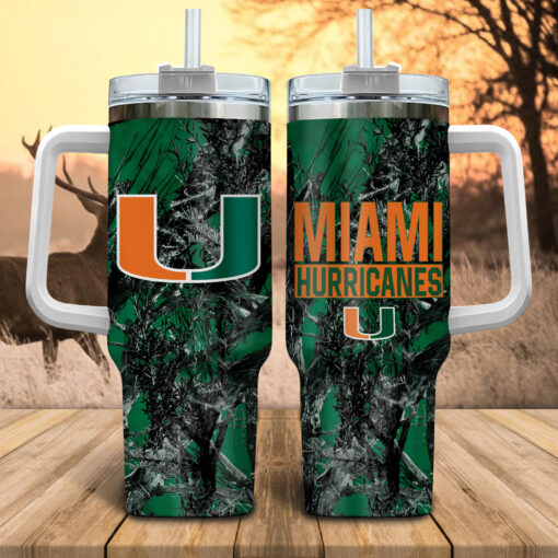 miami hurricanes ncaa hunting custom stanley quencher 40oz stainless steel tumbler with handle e8iae