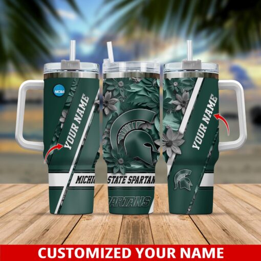 michigan state spartans ncaa custom stanley quencher 40oz stainless steel tumbler with handle