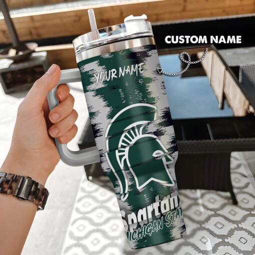 michigan state spartans ncaa custom stanley quencher 40oz stainless steel tumbler with handle wygpz