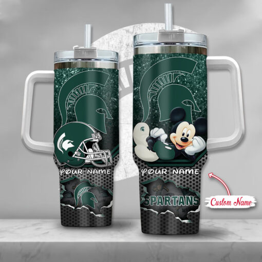 michigan state spartans ncaa mickey mouse custom stanley quencher 40oz stainless steel tumbler with handle mkavg