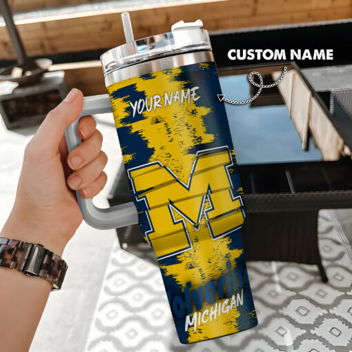 michigan wolverines ncaa custom stanley quencher 40oz stainless steel tumbler with handle sdpj1