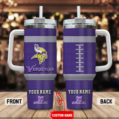 minnesota vikings nfl crystal custom stanley quencher 40oz stainless steel tumbler with handle zas0a