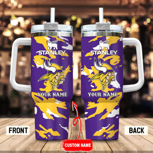 minnesota vikings nfl custom stanley quencher 40oz stainless steel tumbler with handle