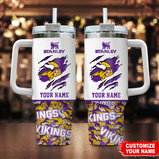 minnesota vikings nfl custom stanley quencher 40oz stainless steel tumbler with handle aln3p