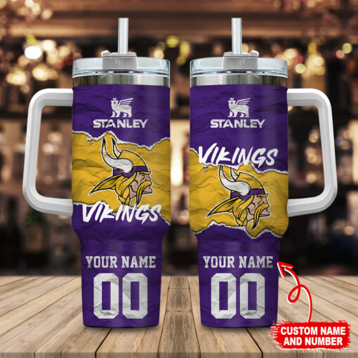 minnesota vikings nfl custom stanley quencher 40oz stainless steel tumbler with handle cwayd