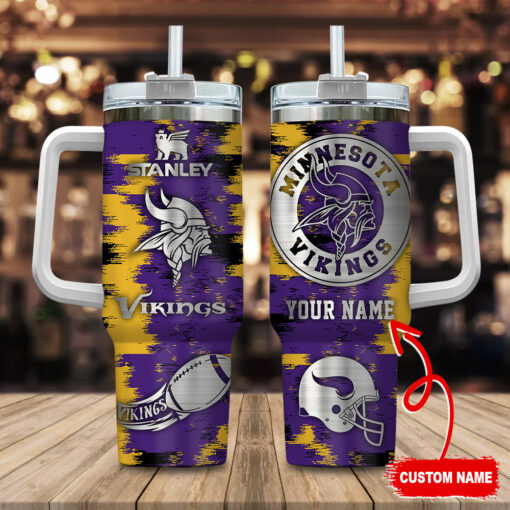 minnesota vikings nfl custom stanley quencher 40oz stainless steel tumbler with handle i3bvs