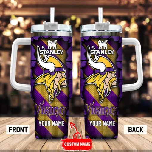 minnesota vikings nfl custom stanley quencher 40oz stainless steel tumbler with handle