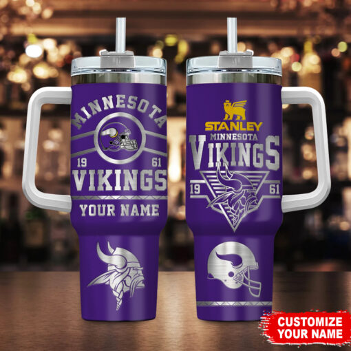 minnesota vikings nfl custom stanley quencher 40oz stainless steel tumbler with handle ngrgl