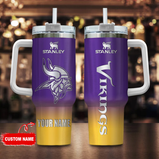 minnesota vikings nfl custom stanley quencher 40oz stainless steel tumbler with handle v6s3u