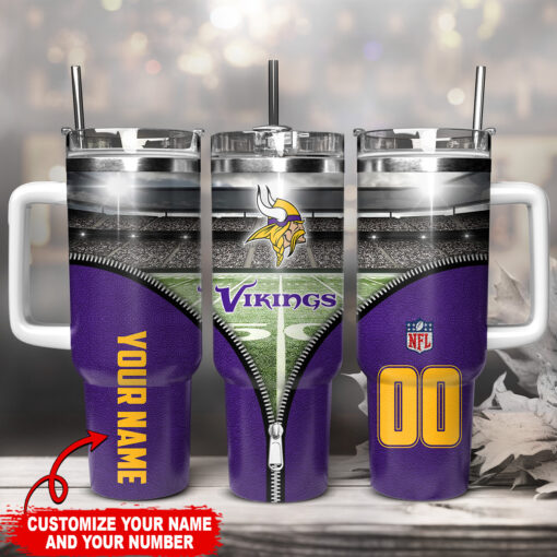 minnesota vikings nfl custom stanley quencher 40oz stainless steel tumbler with handle