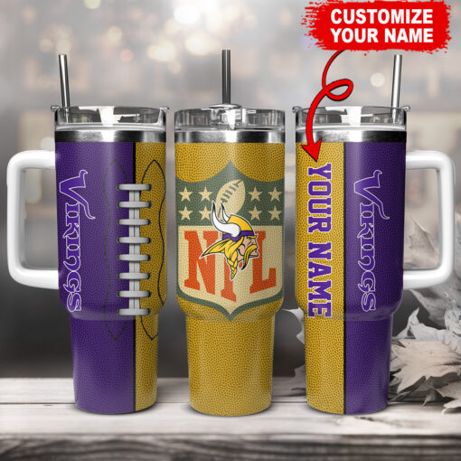 minnesota vikings nfl custom stanley quencher 40oz stainless steel tumbler with handle zctb9