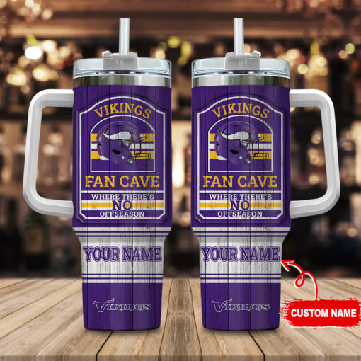 minnesota vikings nfl fan cave custom stanley quencher 40oz stainless steel tumbler with handle sdnsh