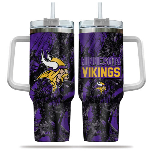 minnesota vikings nfl hunting custom stanley quencher 40oz stainless steel tumbler with handle 9zjzo