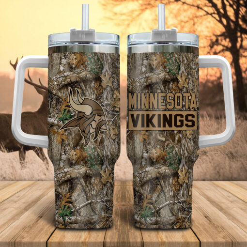 minnesota vikings nfl hunting custom stanley quencher 40oz stainless steel tumbler with handle kcc4e