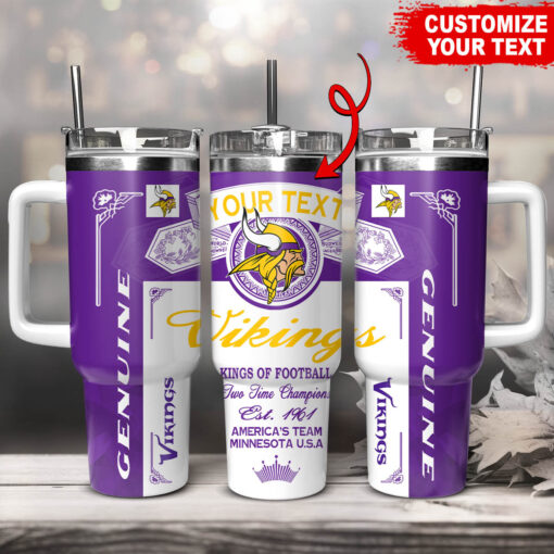 minnesota vikings nfl kings of football custom stanley quencher 40oz stainless steel tumbler with handle qhynt