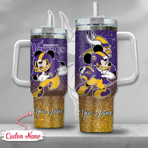 minnesota vikings nfl mickey mouse glitter custom stanley quencher 40oz stainless steel tumbler with handle 8pszi