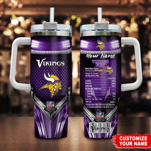 minnesota vikings nfl nutrition facts custom stanley quencher 40oz stainless steel tumbler with handle