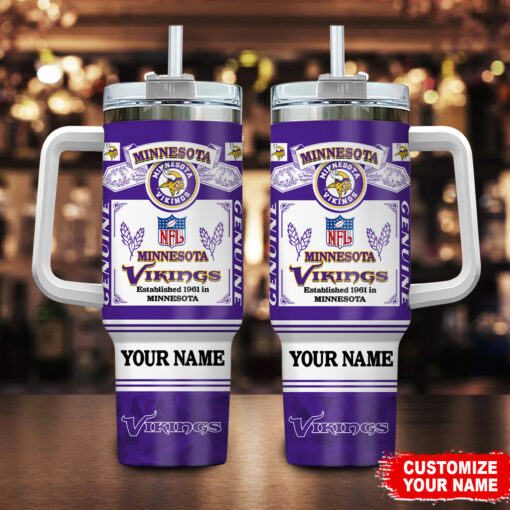 minnesota vikings nfl super bowl champs pride custom stanley quencher 40oz stainless steel tumbler with handle mgvee