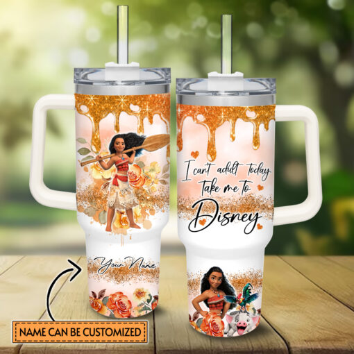 moana disney princess cartoon custom stanley quencher 40oz stainless steel tumbler with handle draky