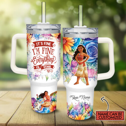 moana disney princess cartoon custom stanley quencher 40oz stainless steel tumbler with handle nhdwf