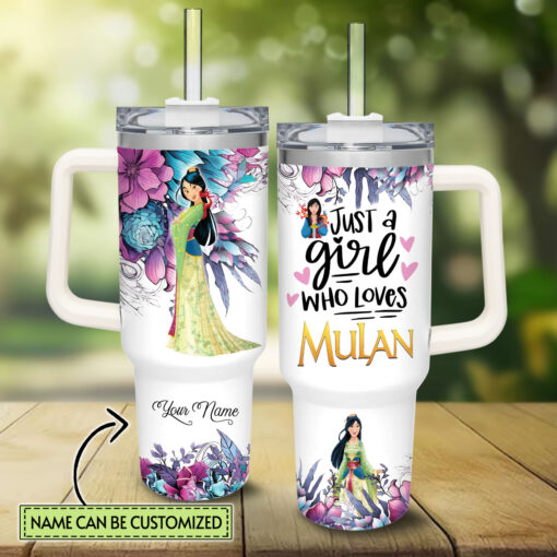 mulan disney princess cartoon custom stanley quencher 40oz stainless steel tumbler with handle iphbm