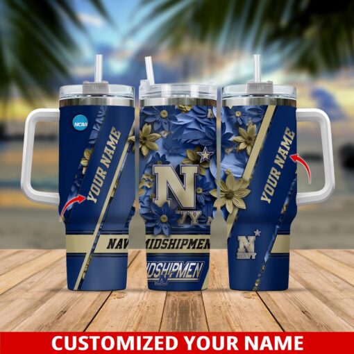 navy midshipmen ncaa custom stanley quencher 40oz stainless steel tumbler with handle 5ri8l