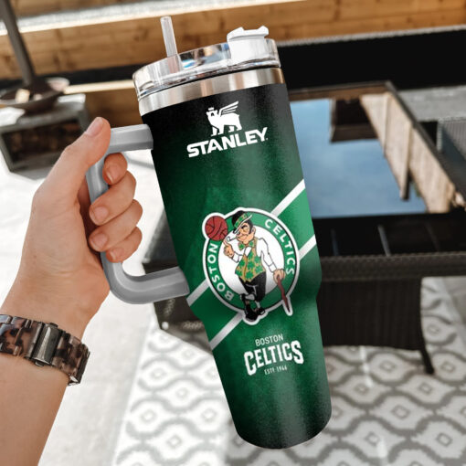 nba boston celtics custom stanley quencher 40oz stainless steel tumbler with handle ng4vs