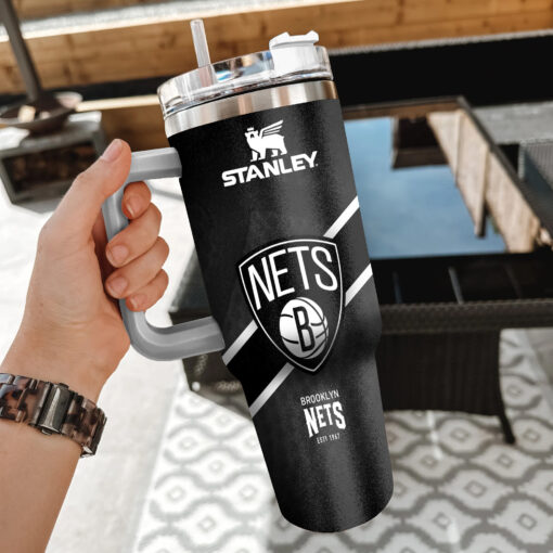 nba brooklyn nets custom stanley quencher 40oz stainless steel tumbler with handle d57vn