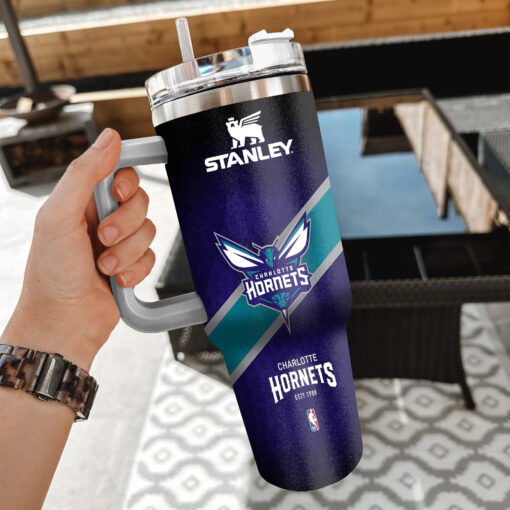 nba charlotte hornets custom stanley quencher 40oz stainless steel tumbler with handle b9dl1