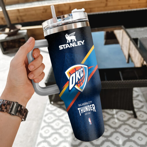 nba oklahoma city thunder custom stanley quencher 40oz stainless steel tumbler with handle 10gug